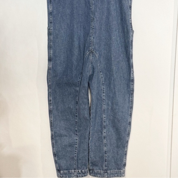 FP We the Free High Roller Baggy Denim Overalls Size S Oversized Boho Pockets - Picture 6 of 14
